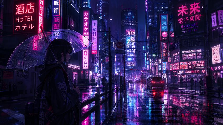 重口科幻动漫-赛博都市夜雨剪辑演示
