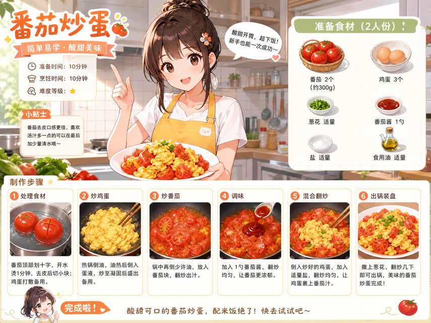 重口生活动漫-美食动漫教程番茄炒蛋